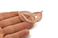 Rose Gold Drop Charm, 4 Rose Gold Plated Brass Drop Earring Charms With 1 Loop, Pendants (43x24xmm) D0634