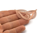 Rose Gold Drop Charm, 4 Rose Gold Plated Brass Drop Earring Charms With 1 Loop, Pendants (43x24xmm) D0634