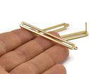 Gold Stick Earring, 2 Gold Plated Brass Stick Stud Earrings With 1 Loop (53x6x1.2mm) D1159 A1416 Q0709