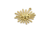 Brass Sun Charm, 2 Raw Brass, Brass Sun, Charm Pendant, Brass Pendant, Brass Charm With 1 Loop (28x26mm) N1521