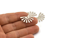 Silver Sun Charm, 10 Textured Silver Tone Brass Rising Sun Flag Charms With 1 Hole, Findings, Earrings (25x17x0.60mm) D1411