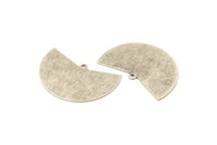 Silver Geometric Charm, 4 Textured Antique Silver Plated Brass Fan Charms With 1 Loop, Pendants (38x23x0.40mm) D1241