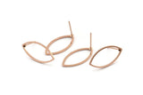 Rose Gold Marquise Earring, 6 Rose Gold Plated Brass Marquise Stud Earrings (11x22x0.80mm) D0042 A1362