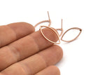 Rose Gold Marquise Earring, 6 Rose Gold Plated Brass Marquise Stud Earrings (11x22x0.80mm) D0042 A1362