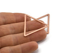 Rose Gold Triangle Charm, 4 Rose Gold Plated Brass Triangle Rings, Findings (36x32x2x1mm) D1021 Q0999