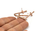 Knight&#39;s Sword Earring, 2 Rose Gold Plated Brass Sword Stud Earrings (33x10mm) N0248 A1177 Q1079