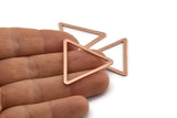 Rose Gold Triangle Charm, 2 Rose Gold Plated Brass Triangle Connectors (33x29x2x1mm) D1022 Q0996