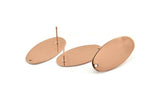 Rose Gold Oval Earring 2 Rose Gold Plated Brass Oval Stud Earrings With 1 Hole (30x15x0.80mm) D0580 A1330 Q1034