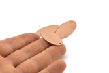 Rose Gold Oval Earring 2 Rose Gold Plated Brass Oval Stud Earrings With 1 Hole (30x15x0.80mm) D0580 A1330 Q1034