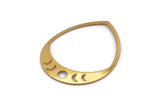 Gold Drop Blank, 2 Gold Plated Brass Moon Phases Blanks, Findings (45x36x0.80mm) M1006