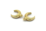 Gold Moon Charm, 4 Gold Plated Brass Textured Horn Charms, Pendant, Jewelry Finding (12x4x4mm) N0306