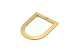 D Shape Rings - 2 Textured Gold Plated Brass D Shape Charms With 1 Hole, Pendants (35x28x0.80mm) M380
