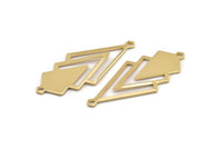 Gold Triangle Charm, 2 Gold Plated Brass Diamond Charms With 2 Loops (51x22x1mm) M01149 Q1049