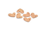 Rose Gold Heart Charm, 6 Rose Gold Plated Brass Heart Charms With 2 Holes (14x11x1mm) M857