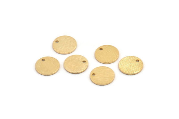 Gold Round Tag, 8 Textured Gold Plated Brass Round Tags With 1 Hole, Stamping Tags (10x0.80mm) E050