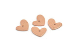 Rose Gold Heart Charm, 6 Rose Gold Plated Brass Heart Charms With 1 Hole (14x11x1mm) M856
