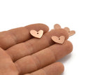 Rose Gold Heart Charm, 6 Rose Gold Plated Brass Heart Charms With 1 Hole (14x11x1mm) M856