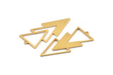 Gold Triangle Charm, 2 Gold Plated Brass Triangle Charms With 1 Loop (49x21x1mm) M01118