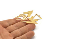 Gold Triangle Charm, 2 Gold Plated Brass Triangle Charms With 1 Loop (49x21x1mm) M01118