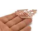 Rose Gold Triangle Charm, 2 Rose Gold Plated Brass Diamond Charms With 1 Loop (49x22x1mm) M01160