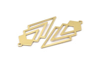 Gold Triangle Charm, 2 Gold Plated Brass Diamond Charms With 1 Loop (49x22x1mm) M01161 H1012