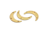 Gold Moon Charm, 6 Textured Gold Plated Brass Crescent Moon Charms With 3 Holes (22x5x0.80mm) M01205