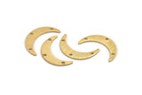 Gold Moon Charm, 6 Textured Gold Plated Brass Crescent Moon Charms With 3 Holes (22x5x0.80mm) M01205