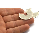 Silver Circle Pendant, 2 Antique Silver Plated Brass Circle Charms With 2 Loops, Findings (27.5x31x1.2mm) E087