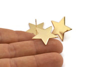Gold Star Earring, 2 Gold Plated Brass Tiny Star Blanks Stud Earrings (22x1mm) BS 1859 A1192