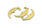 Brass Moon Charm, 4 Raw Brass, Crescent Moon, Charm Earrings With 1 Loop, Pendants (30x10x1.5mm) N1532