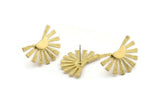 Brass Sun Earring, 2 Raw Brass Rising Sun Flag Stud Earrings (26x14x1.5mm) N1524