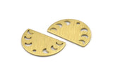 Brass Moon Charm, 10 Textured Raw Brass Moon Phases Charms With 1 Hole (22x14x0.80mm) M01562