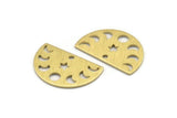 Brass Star Charm, 10 Textured Raw Brass Moon Phases Charms With 1 Hole (22x14x0.80mm) M01564