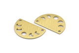 Brass Moon Charm, 10 Textured Raw Brass Moon Phases Charms With 2 Holes (22x14x0.80mm) M01560