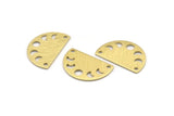 Brass Moon Charm, 10 Textured Raw Brass Moon Phases Charms With 2 Holes (22x14x0.80mm) M01560