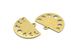 Brass Moon Charm, 10 Textured Raw Brass Moon Phases Charms With 1 Loop (22x17x0.80mm) M01565