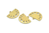 Brass Moon Charm, 10 Textured Raw Brass Moon Phases Charms With 1 Loop (22x17x0.80mm) M01565
