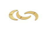 Gold Moon Charm, 6 Textured Gold Plated Brass Crescent Moon Charms With 2 Holes (22x5x0.80mm) M01203