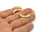 Gold Moon Charm, 6 Textured Gold Plated Brass Crescent Moon Charms With 2 Holes (22x5x0.80mm) M01203