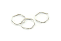 Silver Circle Rings, 12 Silver Tone Brass Wavy Circle Rings, Connectors (17x0.8x0.8mm) E189 H0552