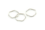 Silver Circle Rings, 12 Silver Tone Brass Wavy Circle Rings, Connectors (17x0.8x0.8mm) E189 H0552