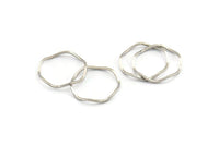 Silver Circle Rings, 12 Silver Tone Brass Wavy Circle Rings, Connectors (17x0.8x0.8mm) E189 H0552
