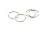 Silver Circle Rings, 12 Silver Tone Brass Wavy Circle Rings, Connectors (17x0.8x0.8mm) E189 H0552