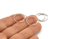 Silver Circle Rings, 12 Silver Tone Brass Wavy Circle Rings, Connectors (17x0.8x0.8mm) E189 H0552