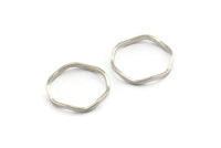 Silver Circle Rings, 12 Silver Tone Brass Wavy Circle Rings, Connectors (17.50x0.80x1.5mm) E188