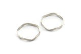 Silver Circle Rings, 12 Silver Tone Brass Wavy Circle Rings, Connectors (17.50x0.80x1.5mm) E188