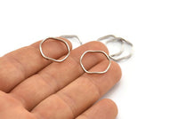 Silver Circle Rings, 12 Silver Tone Brass Wavy Circle Rings, Connectors (17.50x0.80x1.5mm) E188