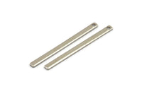 Silver Necklace Bar, 12 Silver Tone Brass Necklace Bars With 1 Hole (35x2.5x0.80mm) E393