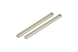 Silver Necklace Bar, 12 Silver Tone Brass Necklace Bars With 1 Hole (35x2.5x0.80mm) E393