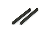 Black Necklace Bar, 6 Oxidized Black Brass Bars With 1 Hole (3x3x35mm) D0241